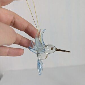Hummingbird Ornament Glass Clear Gold Bird Christmas Holiday